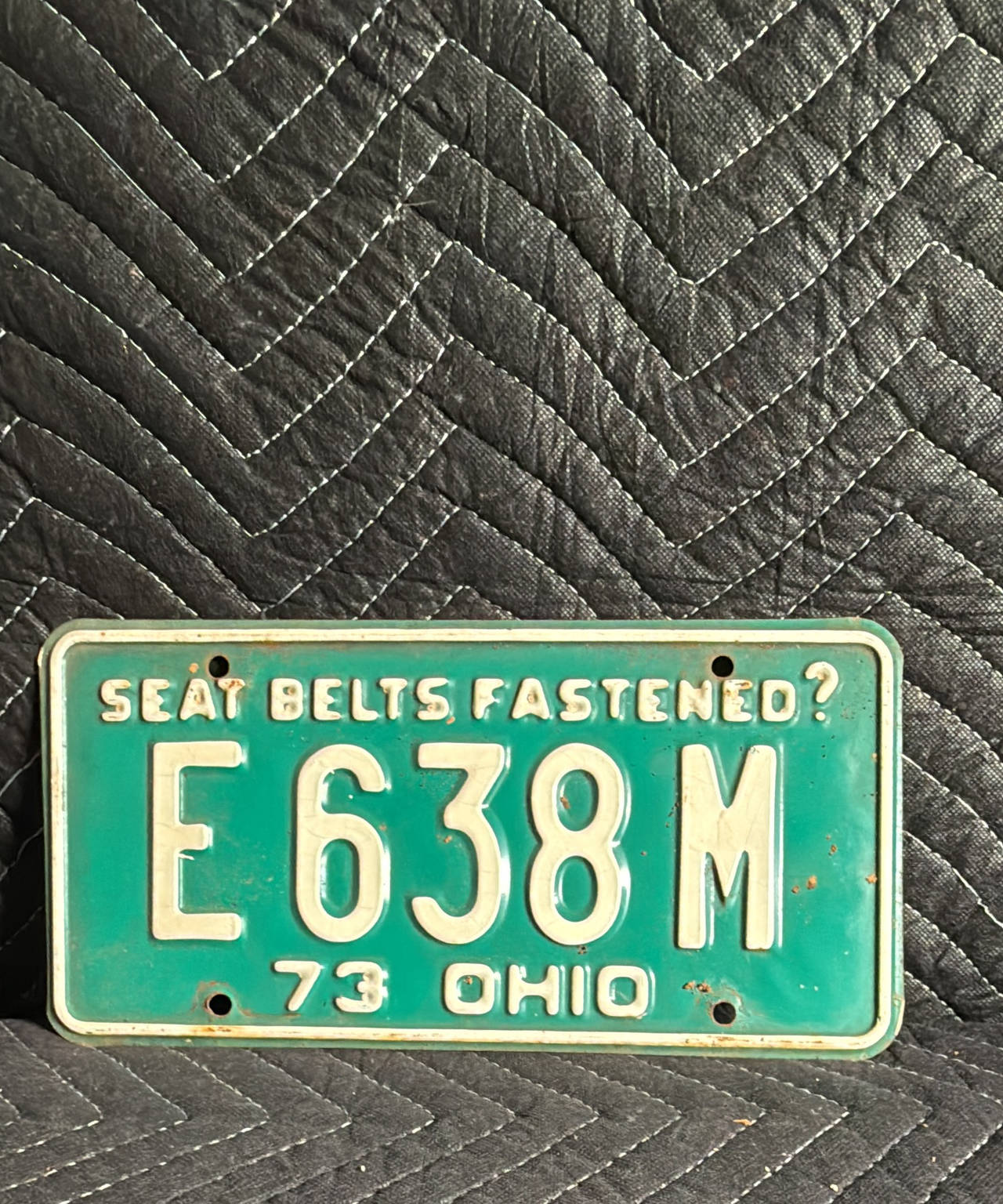 1973 Ohio License Plate (Seat Belts Fastened?)