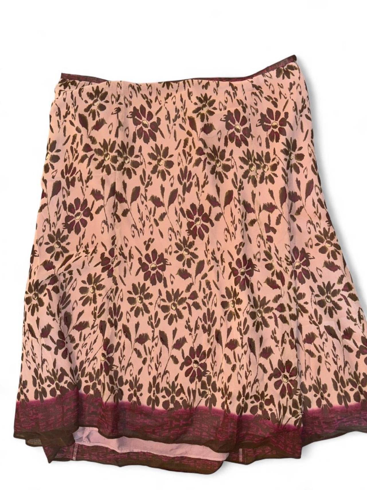 Vintage Style Floral Print Chiffon Skirt