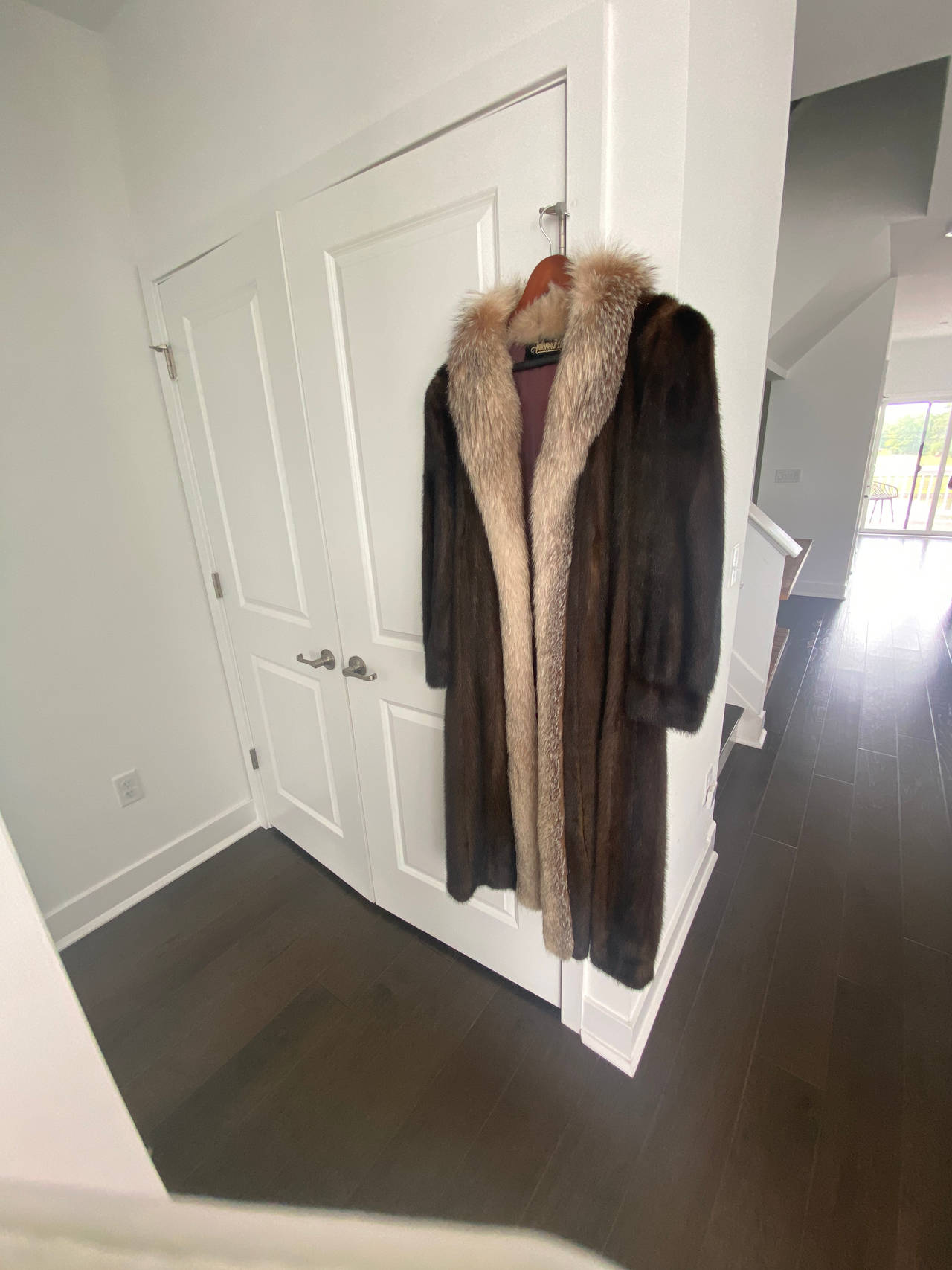 Full-Length Mink Fur Coat with Fox Fur Collar