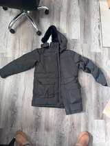 Men's Size Medium Heavyweight Hooded Puffer Parka Coat Black Fur Lined Hood Gray - Image 3