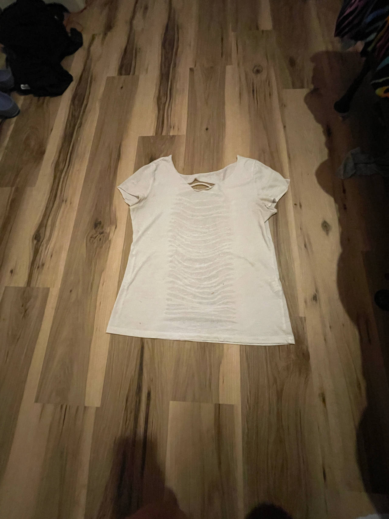 Women's White Short Sleeve T-Shirt with cool back