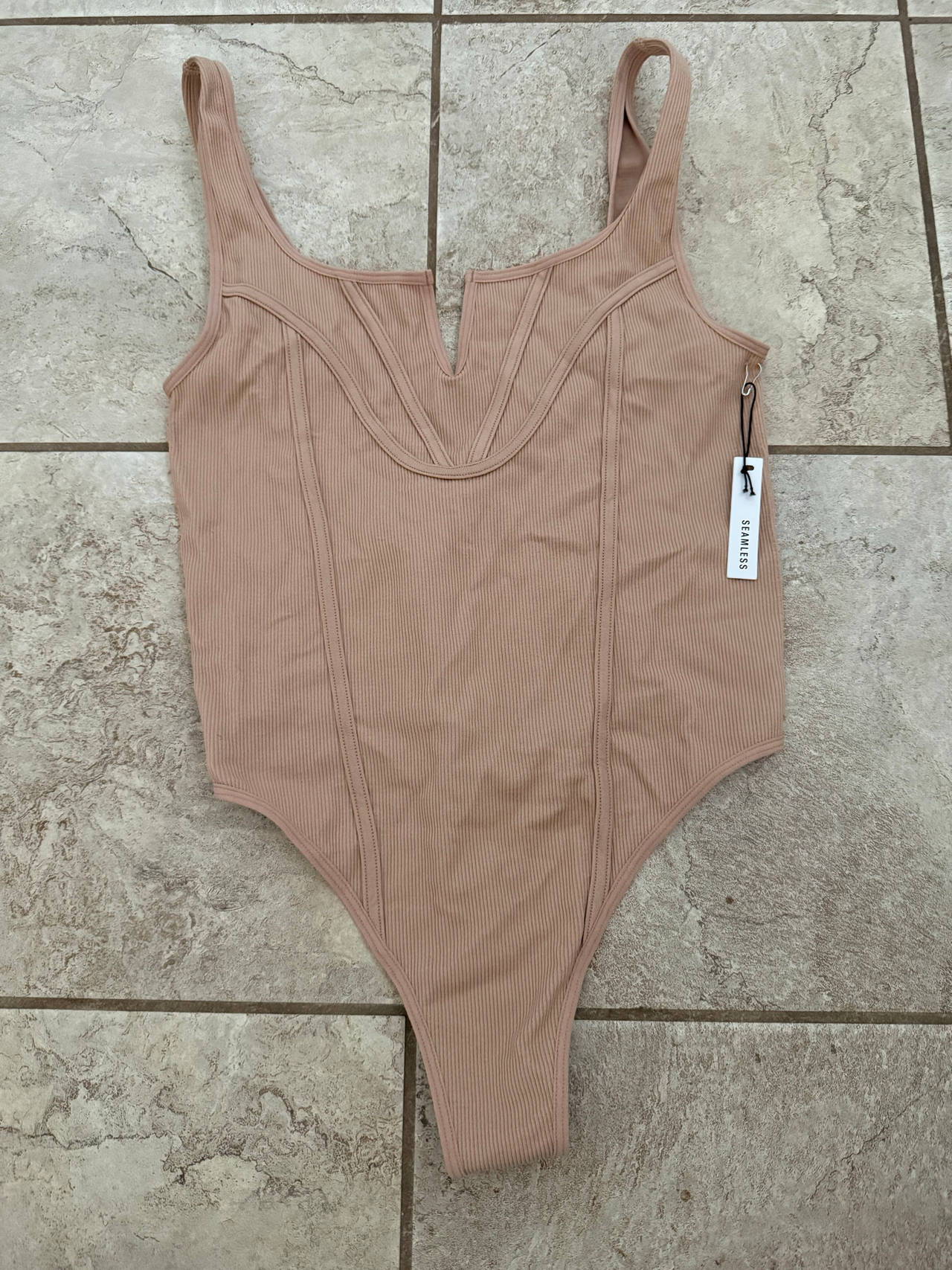 Forever 21 Ribbed Bodysuit in Nude