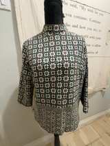 Vintage 60s/70s Geometric Print 3/4 Sleeve Blouse - Image 1