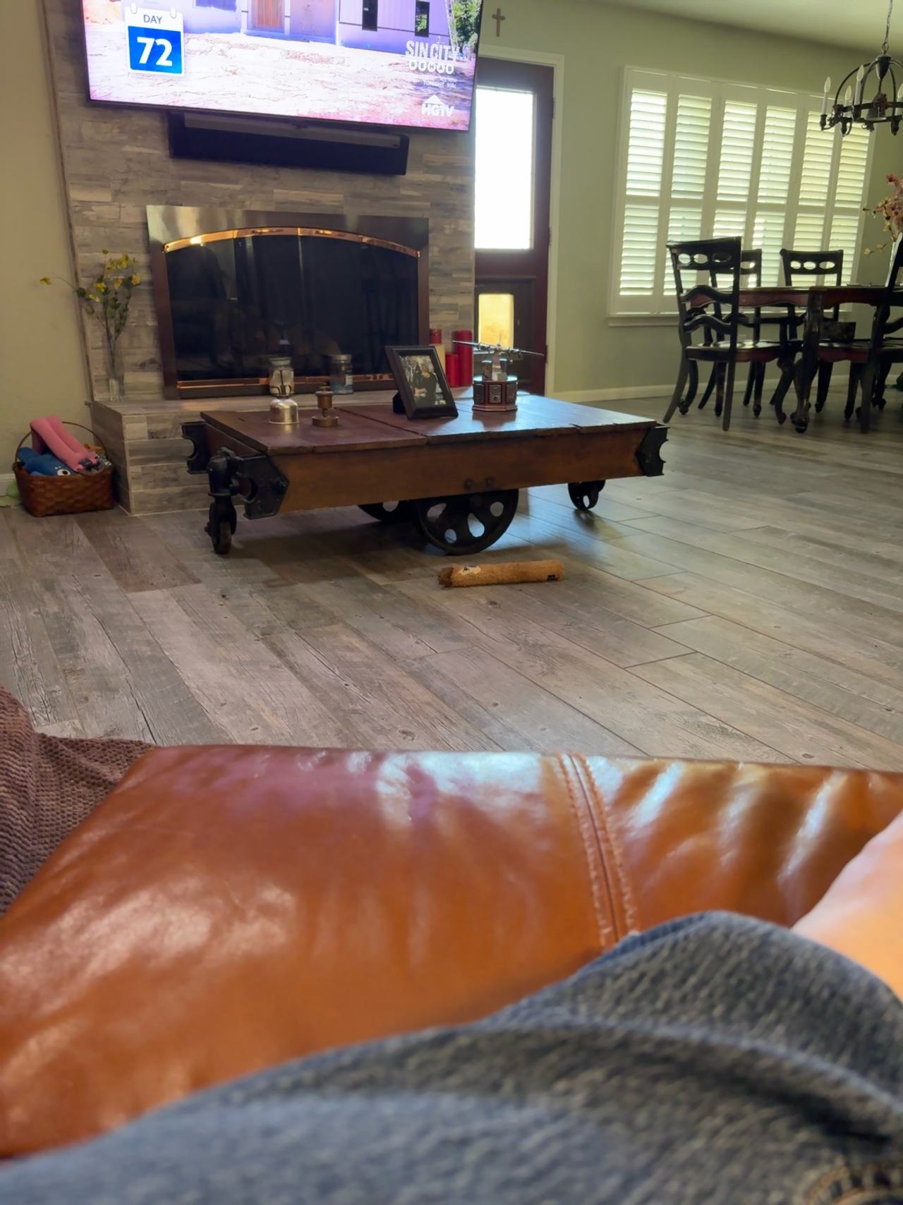 Industrial 1900's Antique Railroad Oak and Painted Wood Cart Coffee Table