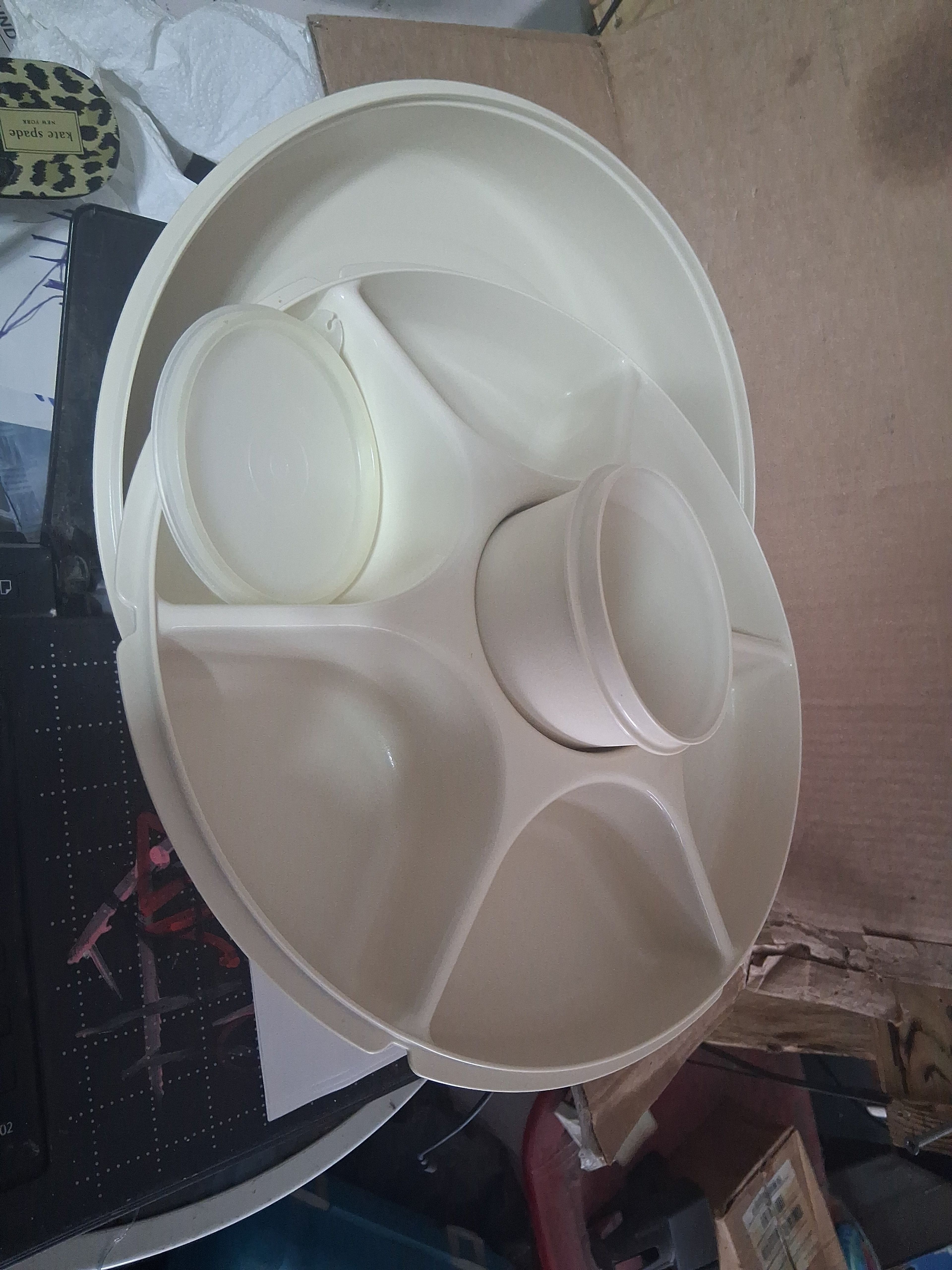 Tupperware Vintage Serving Center Tray with Dip Bowl and Lid