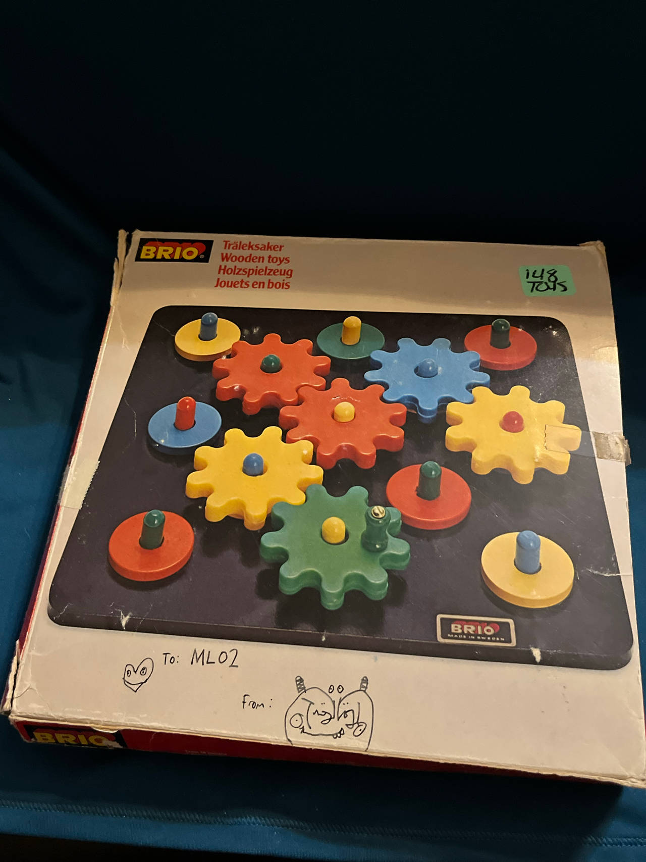 Vintage BRIO Wooden Gear Toy Set – Complete, Colorful Pieces – Original Box