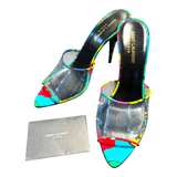 Saint Laurent Lolita Flower Print Sandal Heel New - Image 8