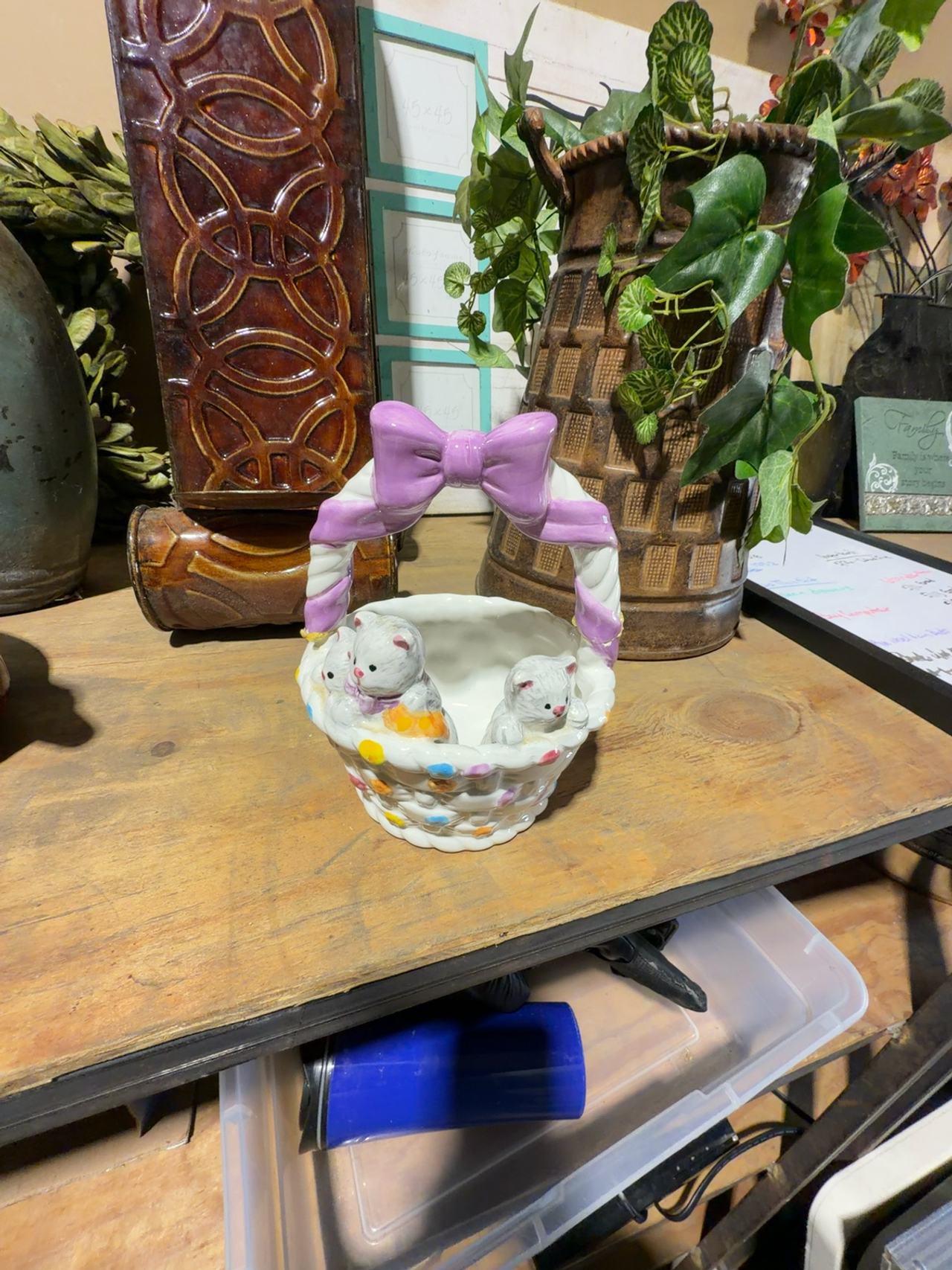 Vintage Ceramic Easter Bunny Basket