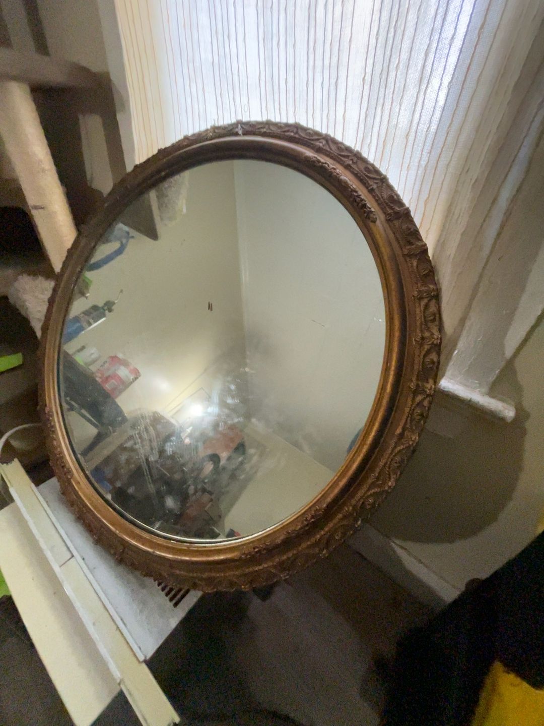 Vintage Ornate Gold Oval Wall Mirror