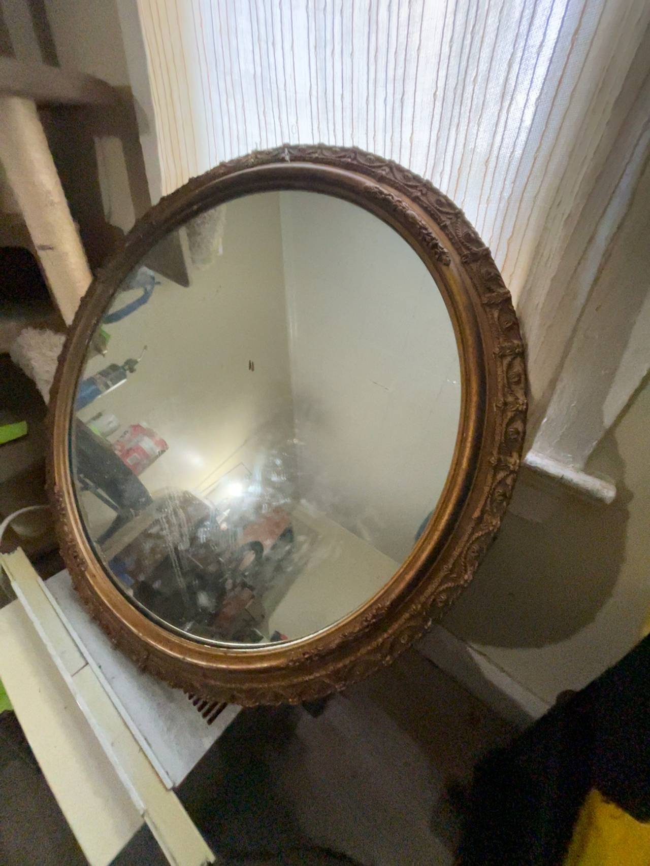 Vintage Ornate Gold Oval Wall Mirror