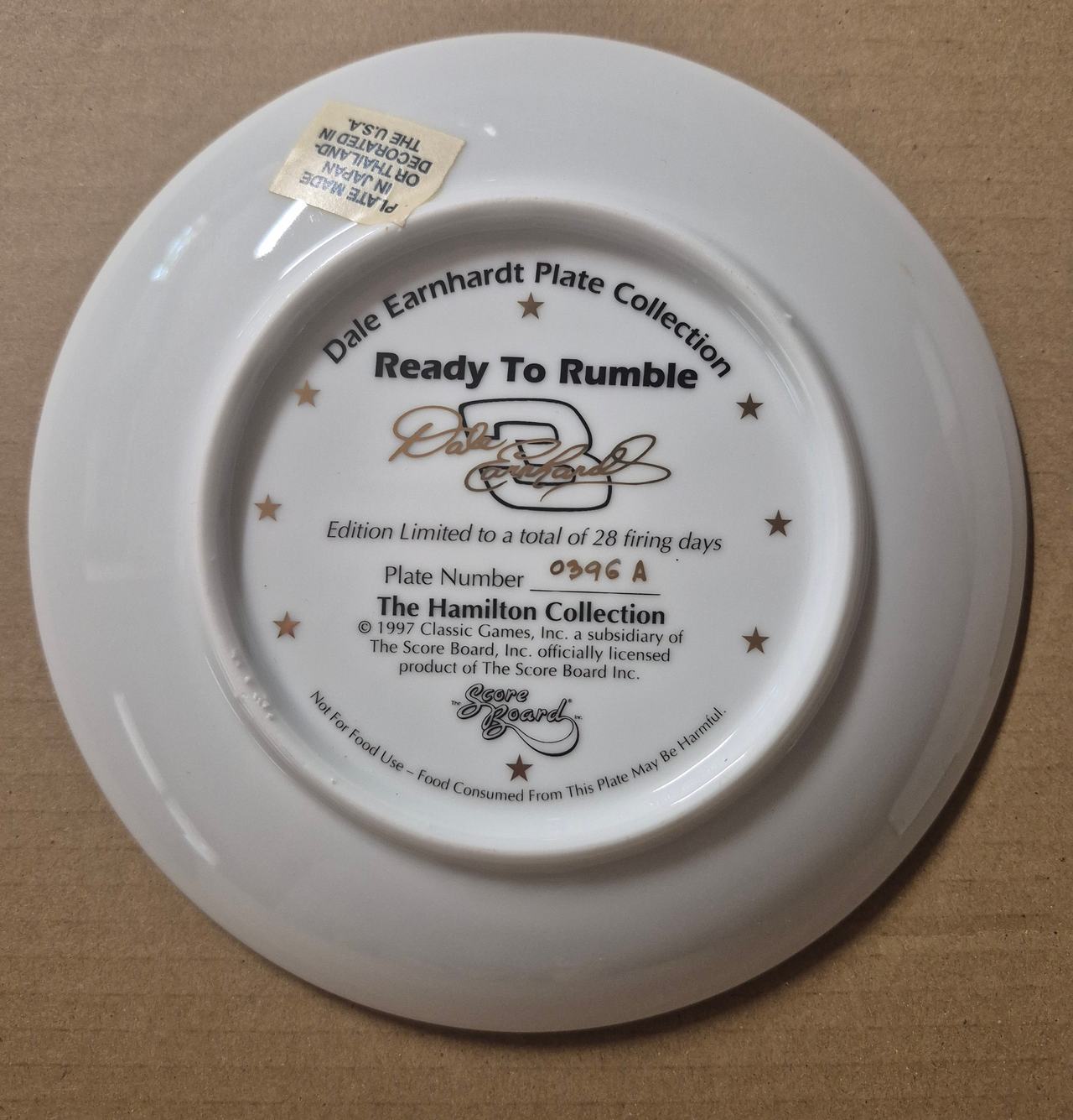 Dale Earnhardt "The Intimidator" Hamilton Collection Collector Plate