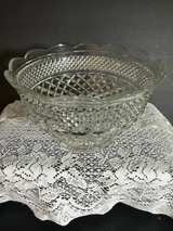 Vintage Anchor Hocking Wexford Pattern Pressed Glass Footed Large Fruit Bowl - Image 3