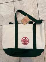 Trader Joe's Large Canvas Tote Bag Green/Off-White - Image 1
