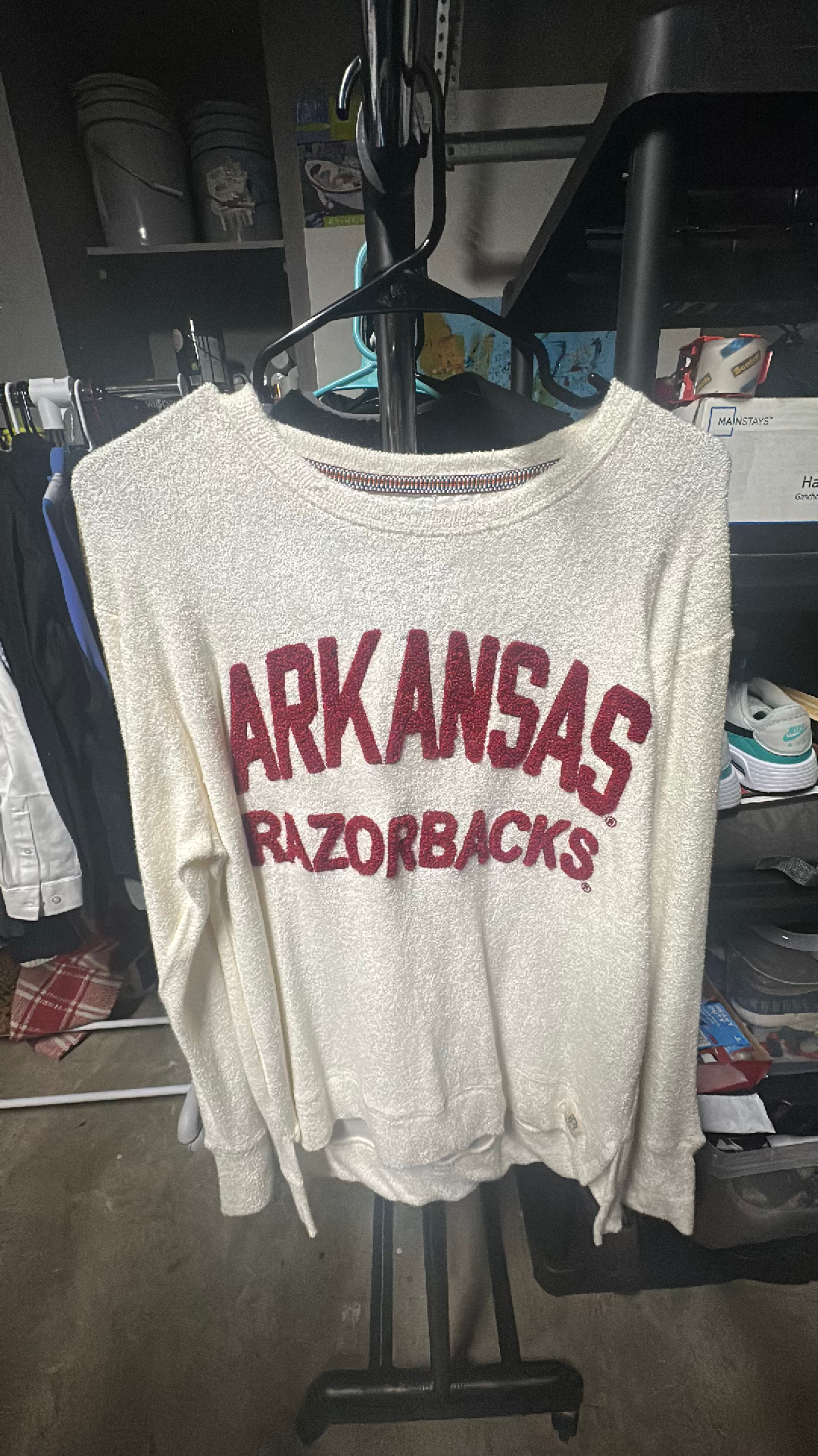Pressbox Arkansas Razorback Sweatshirt Ivory Women's Large - Image 2