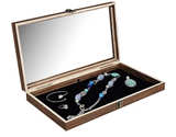 MOOCA Wooden Jewelry Display Case with Tempered Glass Lid and Removable Black - Image 2