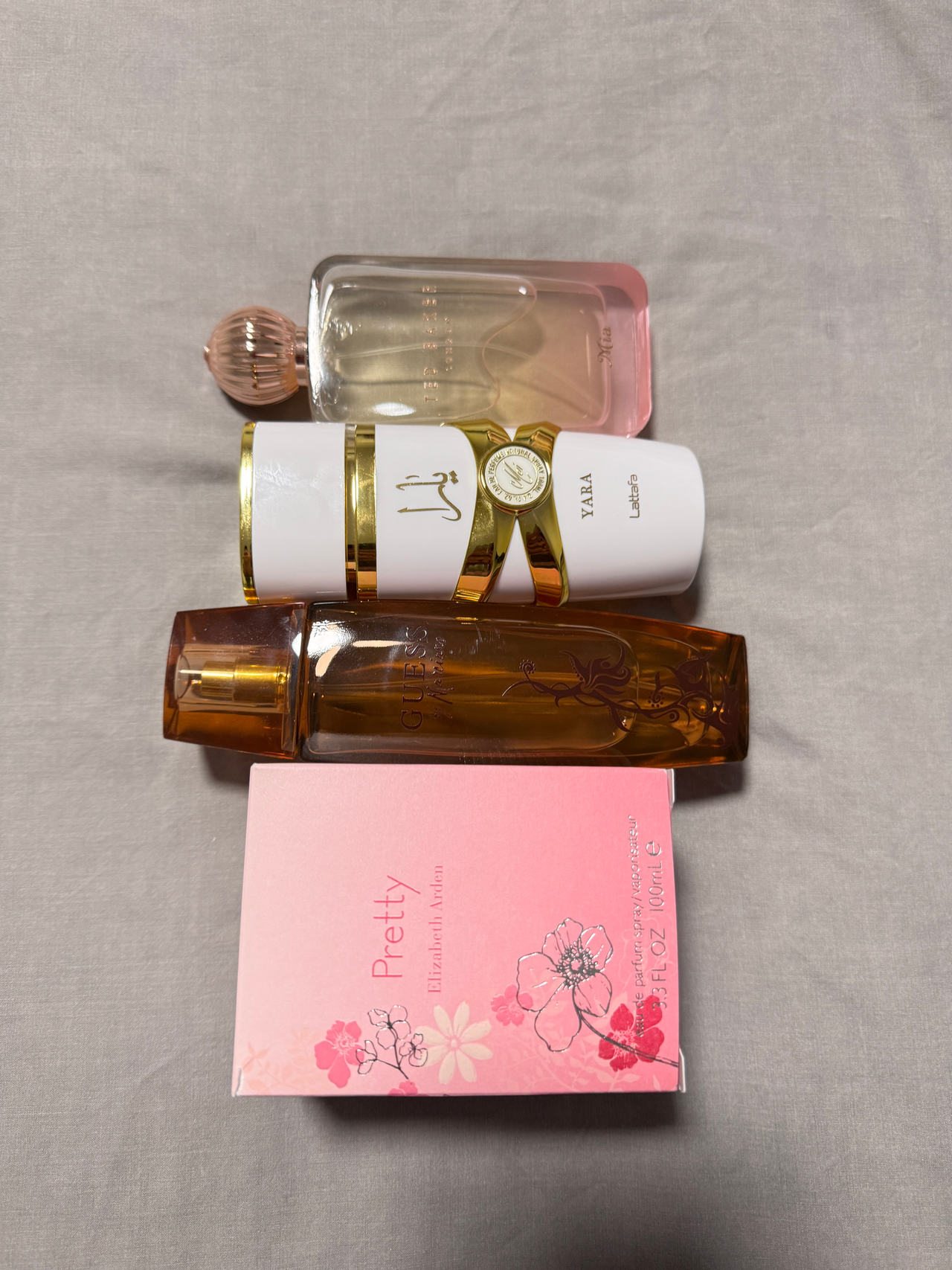 Pretty Elizabeth Arden
Guess by Marciano
Lattafa Yara Moi 
Ted Baker London Mia