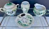 Vintage Iridescent Lusterware Tea Set with Neo-Classical Relief - Image 3
