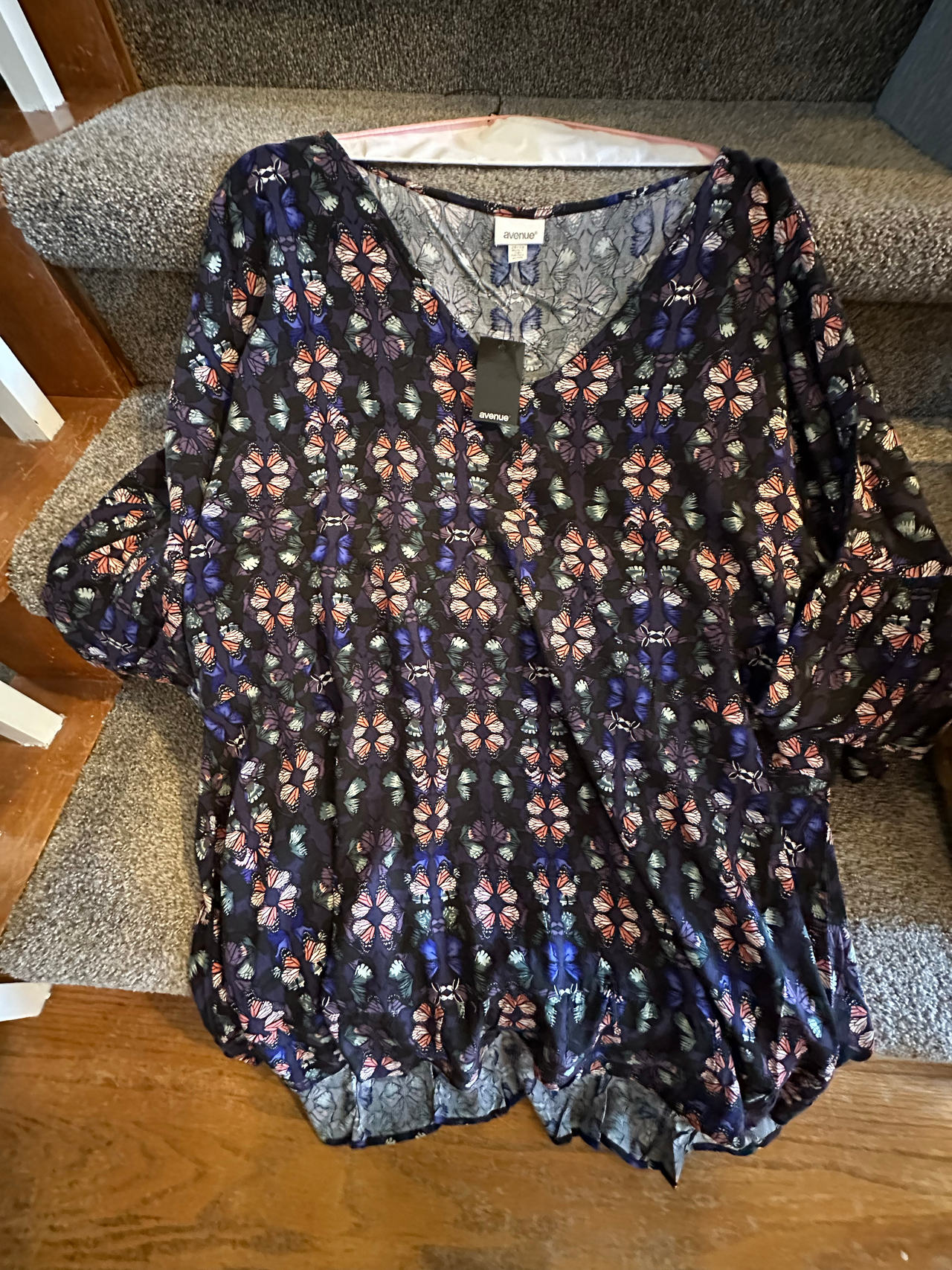 Avenue Butterfly Print V-Neck Top