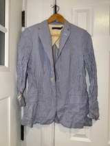 Ralph Lauren Seersucker Blue Striped Blazer Size 4  - Image 1