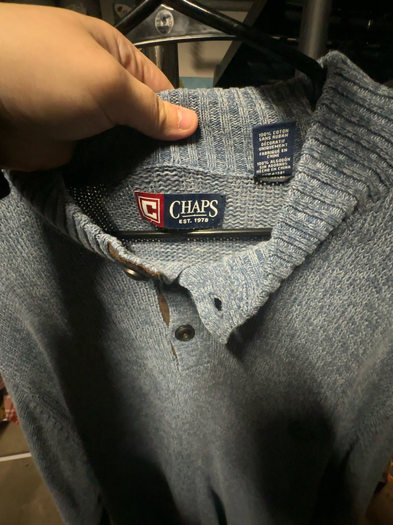 Chaps Men's Navy Blue Sweater with Elbow Patches Size XXL