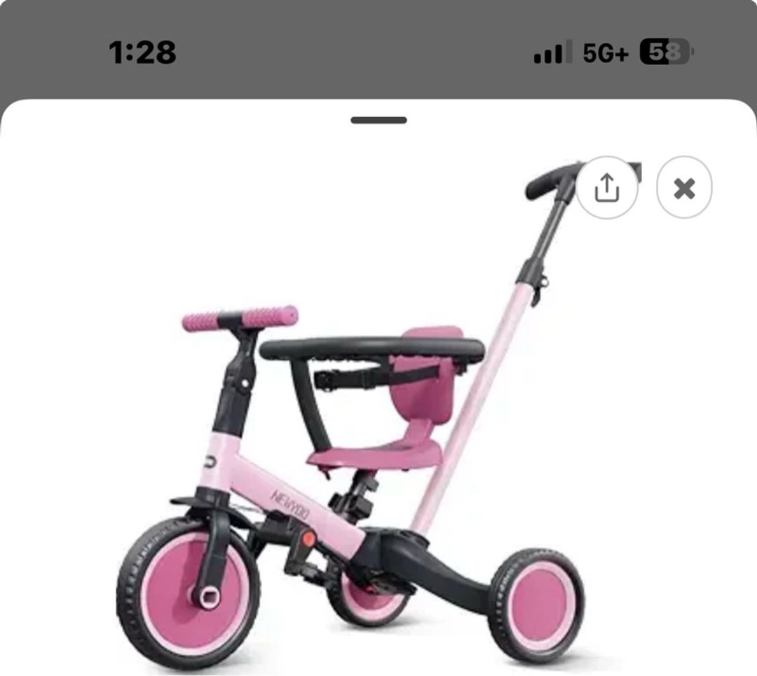 newyoo Toddler Tricycle 5-in-1 Pink