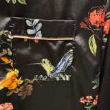  Caress Satin Pajama 2 piece set black tropical print fits like large - Image 4