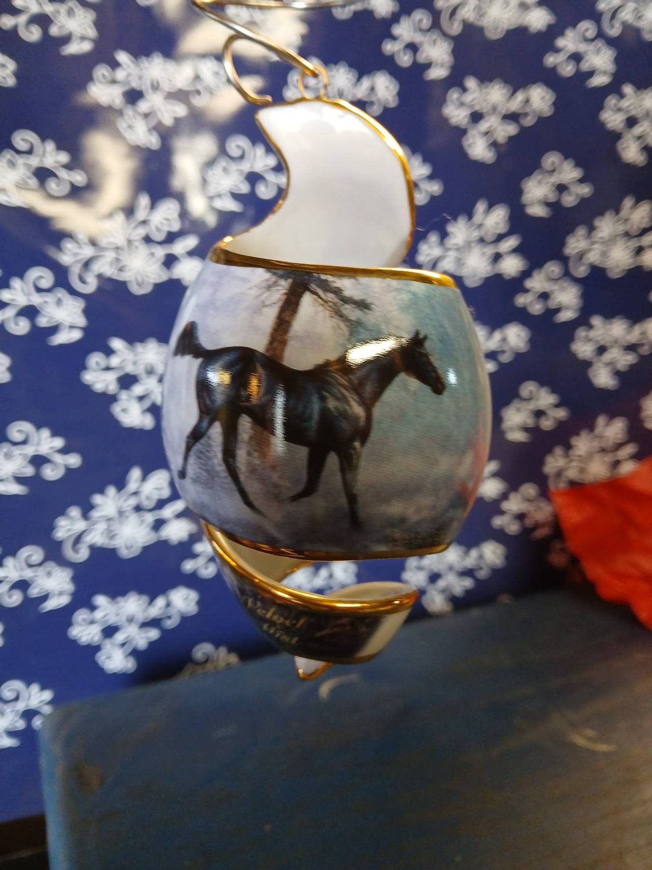 The Bradford Exchange Black Stallion Spiral Porcelain Ornament