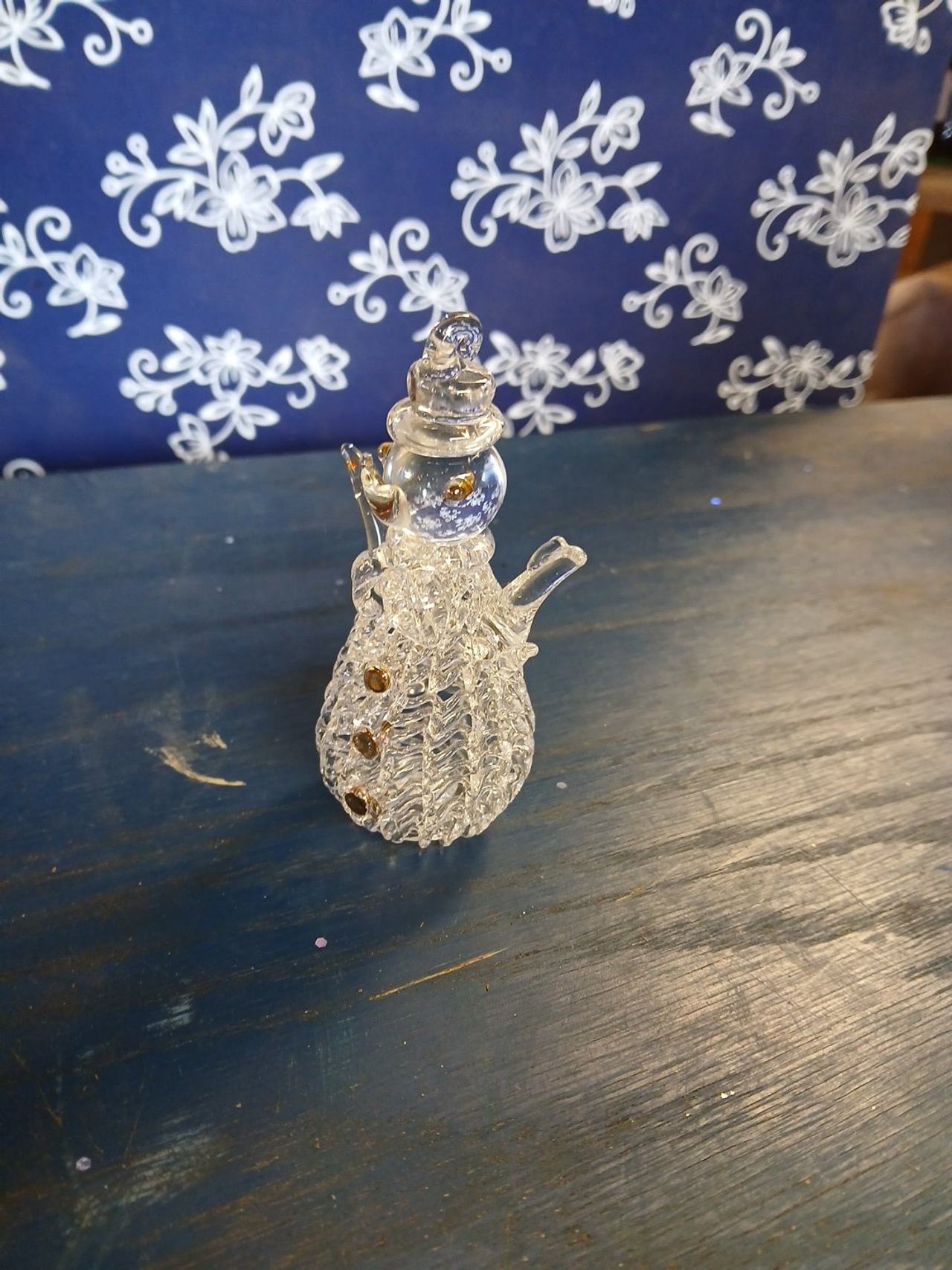 Princess House Spun Glass Snowman Figurine