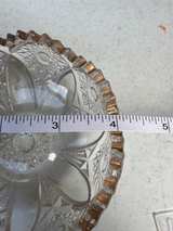 Vintage Pressed Glass Star and Fan Bowl with Gold Rim - Image 3