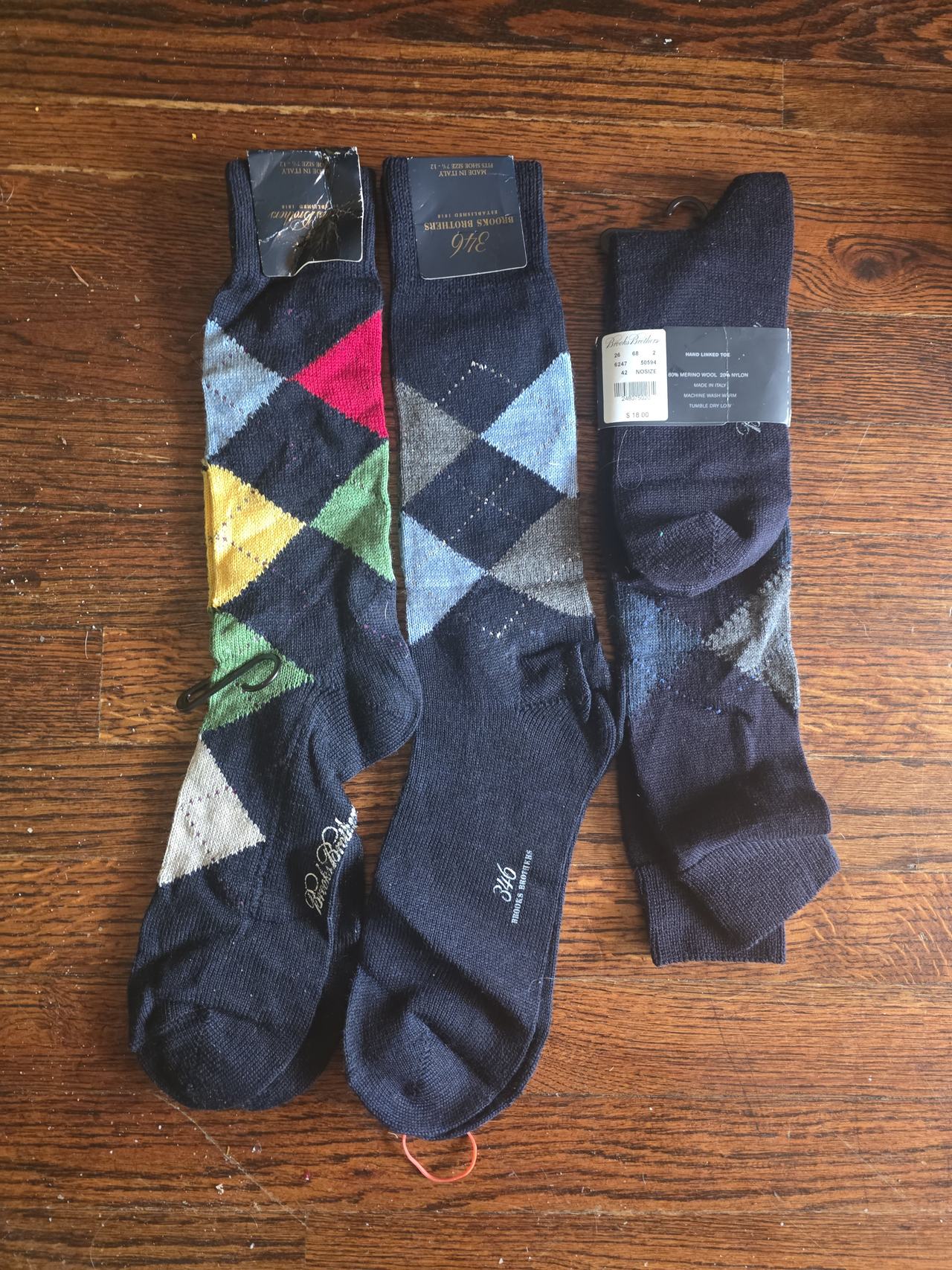 Brooks Brothers 346 Merino Wool Blend Argyle Socks