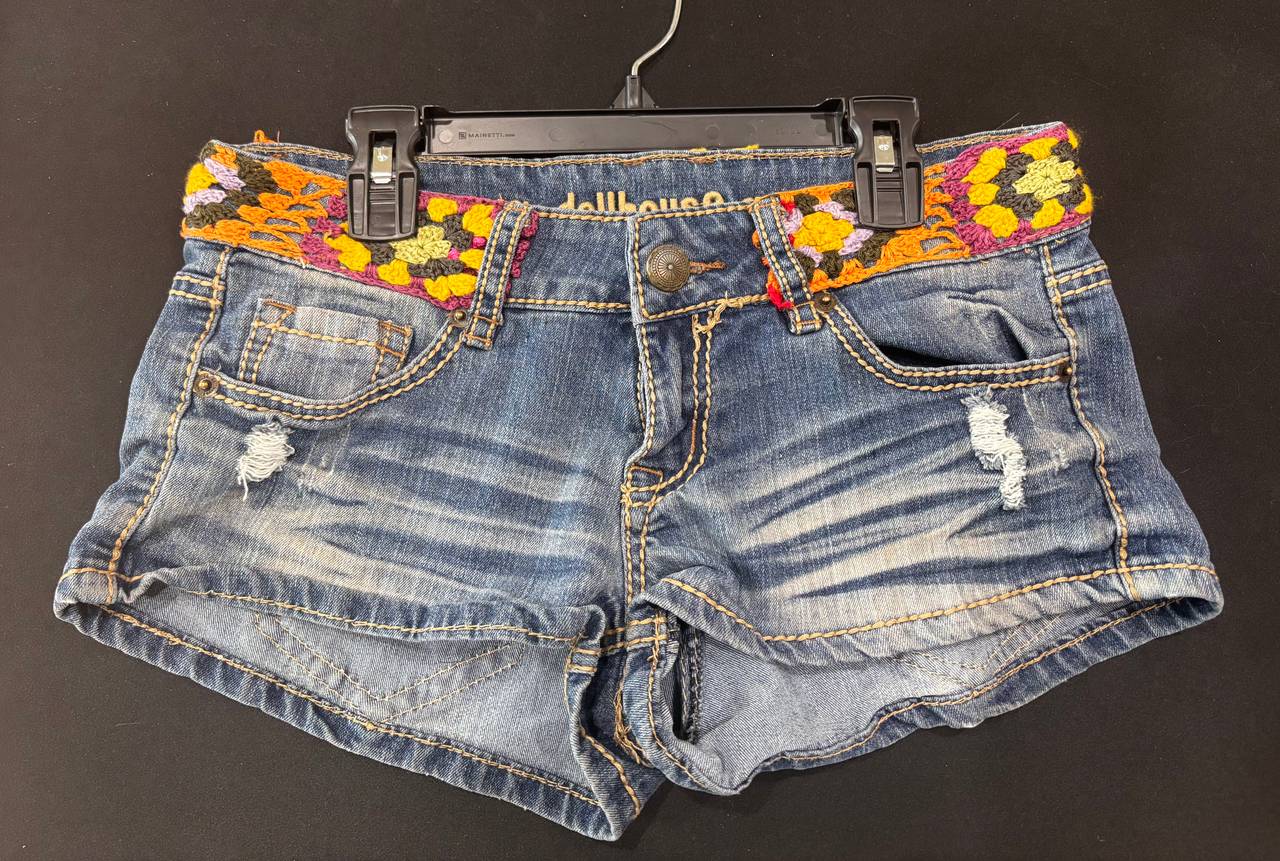 Dollhouse Crochet Waist Denim Shorts