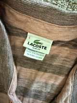 Lacoste Men's Pink & Grey Striped Polo Shirt - Image 2
