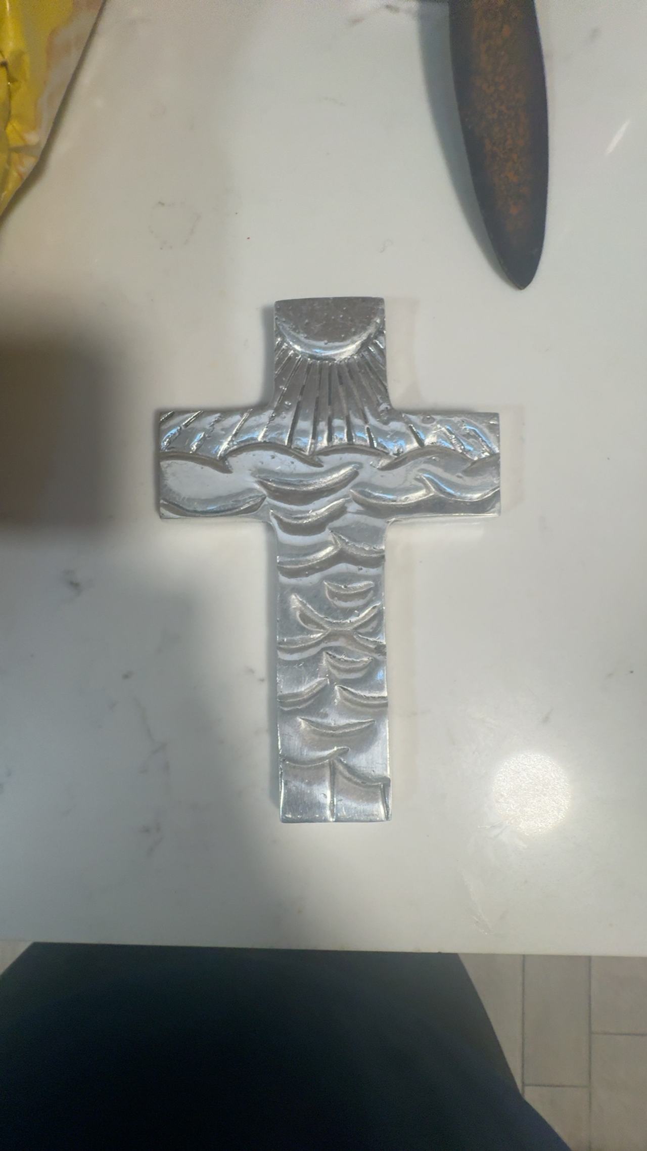 Silver Pewter Cross Wall Hanging