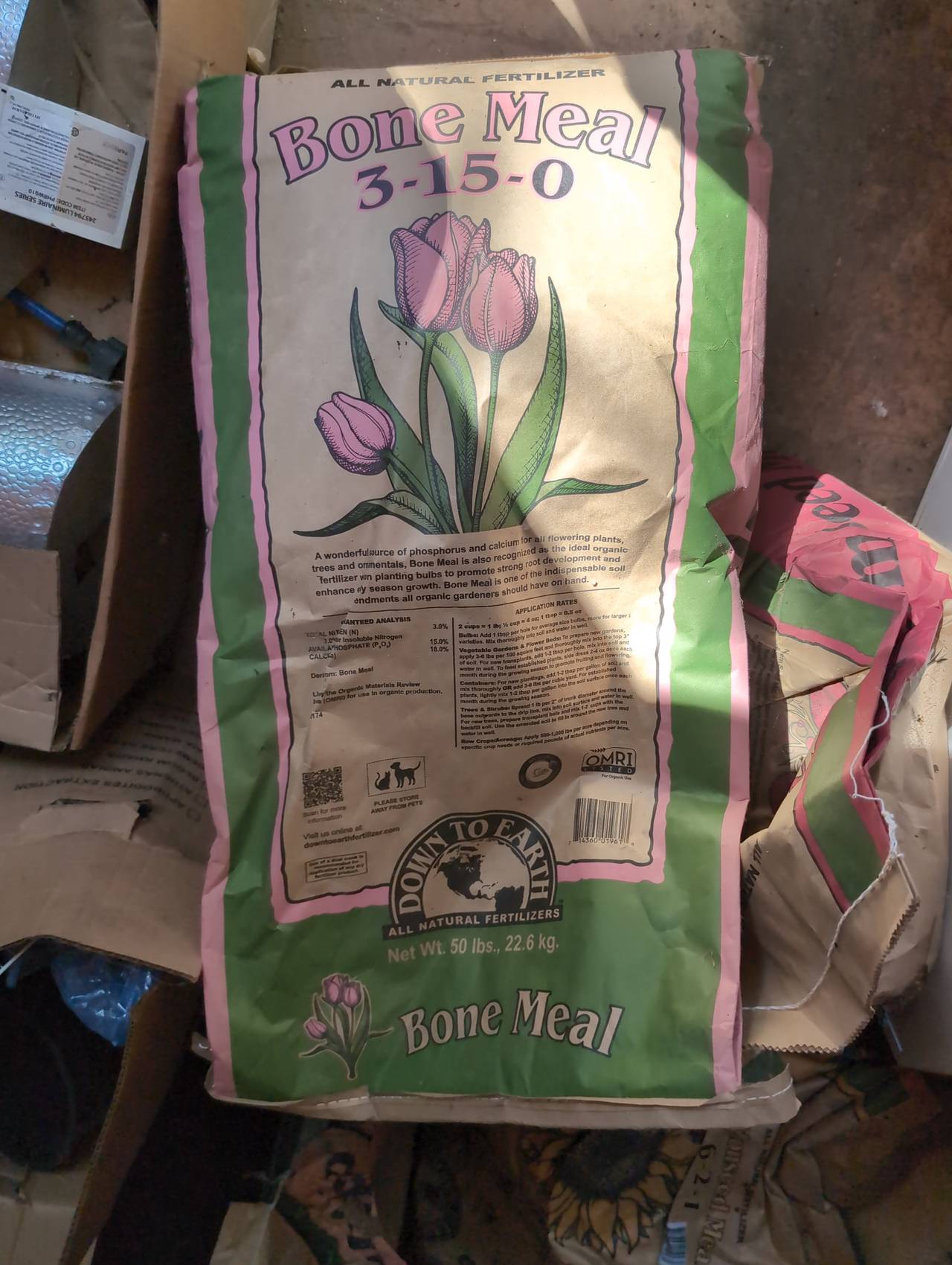 Down To Earth Bone Meal 3-15-0 Fertilizer, 50 lb bag