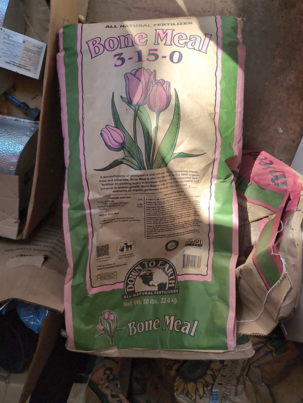 Down To Earth Bone Meal 3-15-0 Fertilizer, 50 lb bag