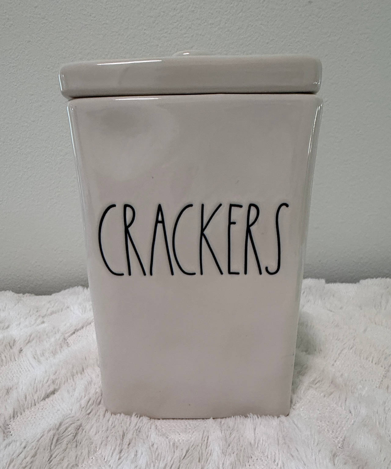 Rae Dunn CRACKERS Square Ceramic Canister