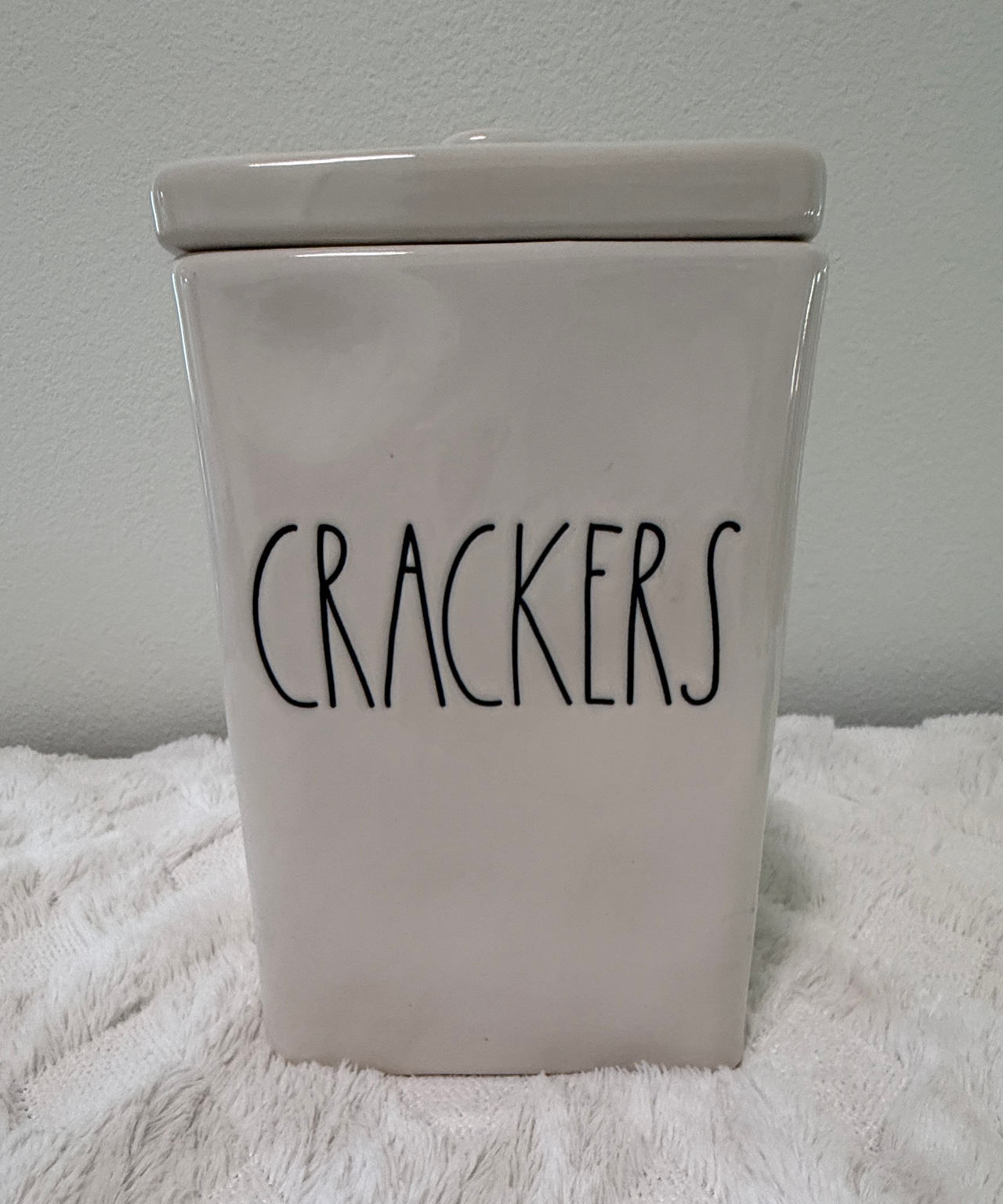 Rae Dunn CRACKERS Square Ceramic Canister