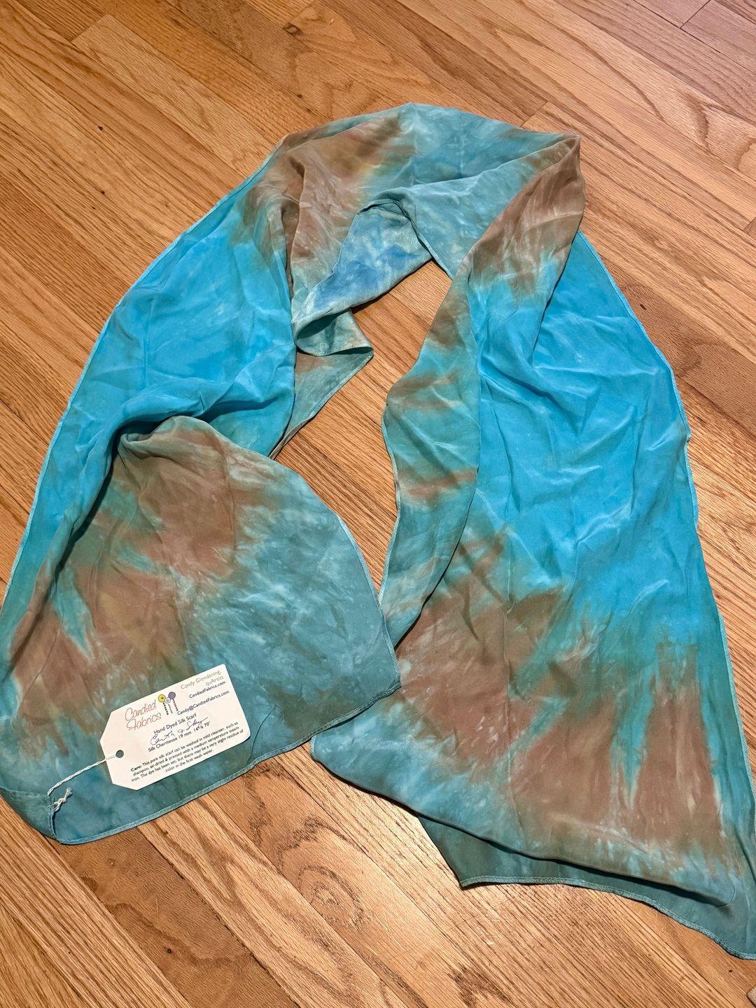 Candied Fabrics Hand Dyed Silk Scarf Earth & Sky