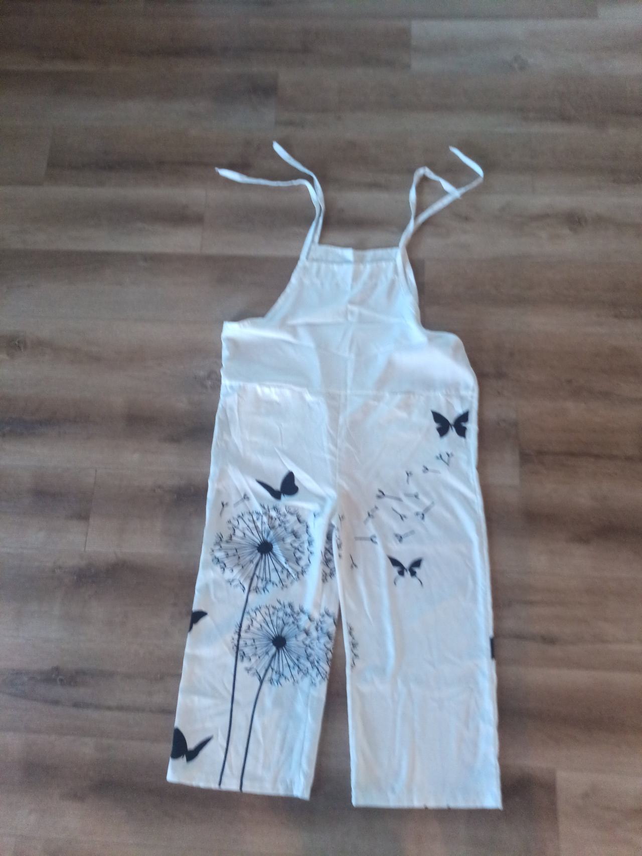 White Dandelion and Butterfly Print Jumpsuit