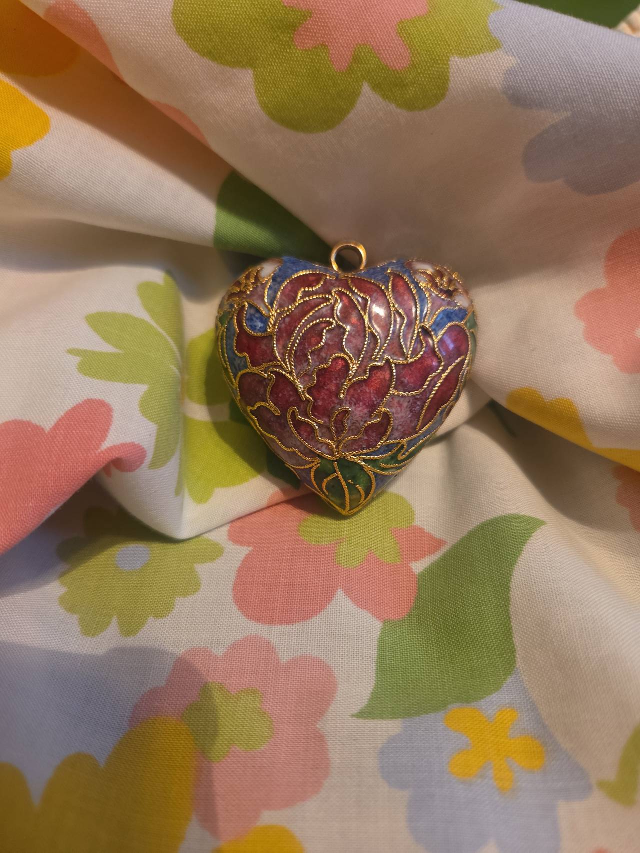 Vintage Cloisonne Heart Pendant