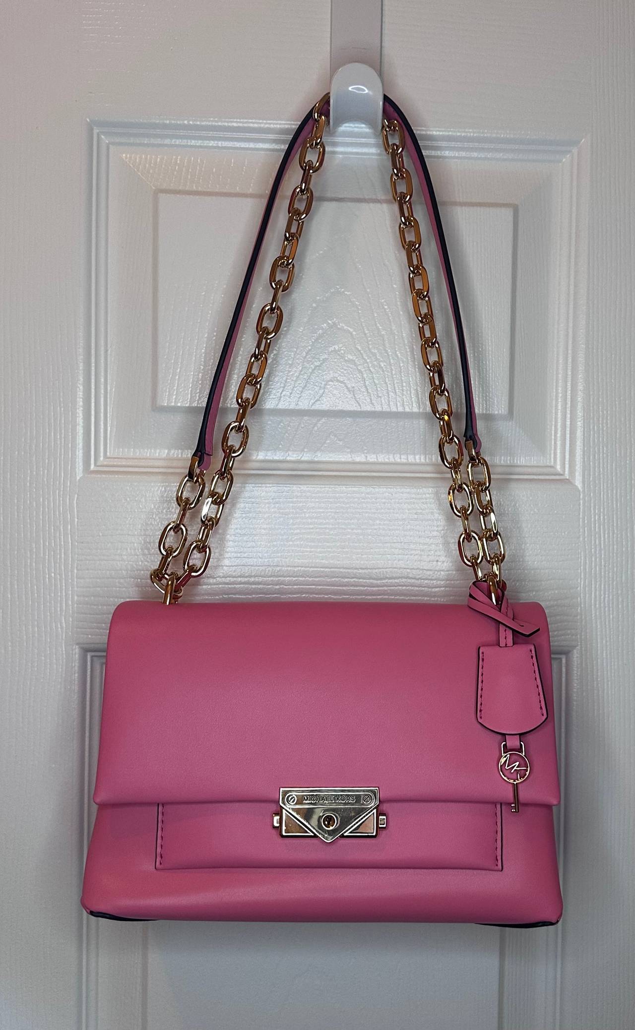 Michael Kors Cece Medium Faux Leather Shoulder Bag Tea Rose