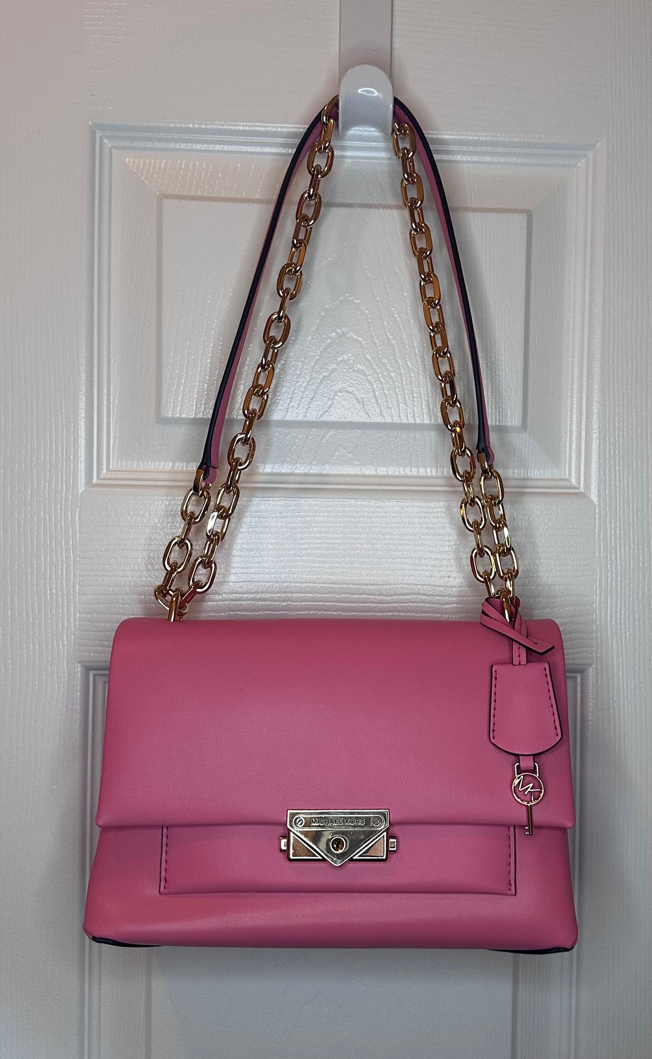 Michael Kors Cece Medium Faux Leather Shoulder Bag Tea Rose