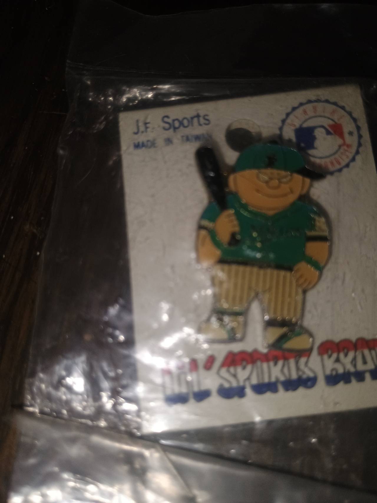 J.F. Sports Lil' Sports Brat Baseball Enamel Pin