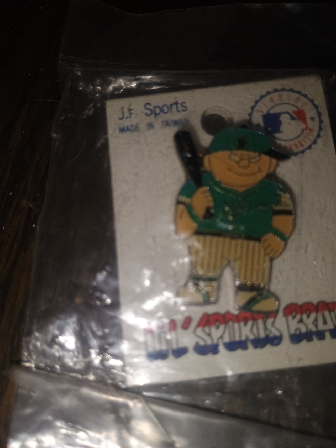 J.F. Sports Lil' Sports Brat Baseball Enamel Pin