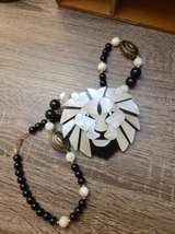 Mother of Pearl Lion Head Beaded Necklace - Image 2