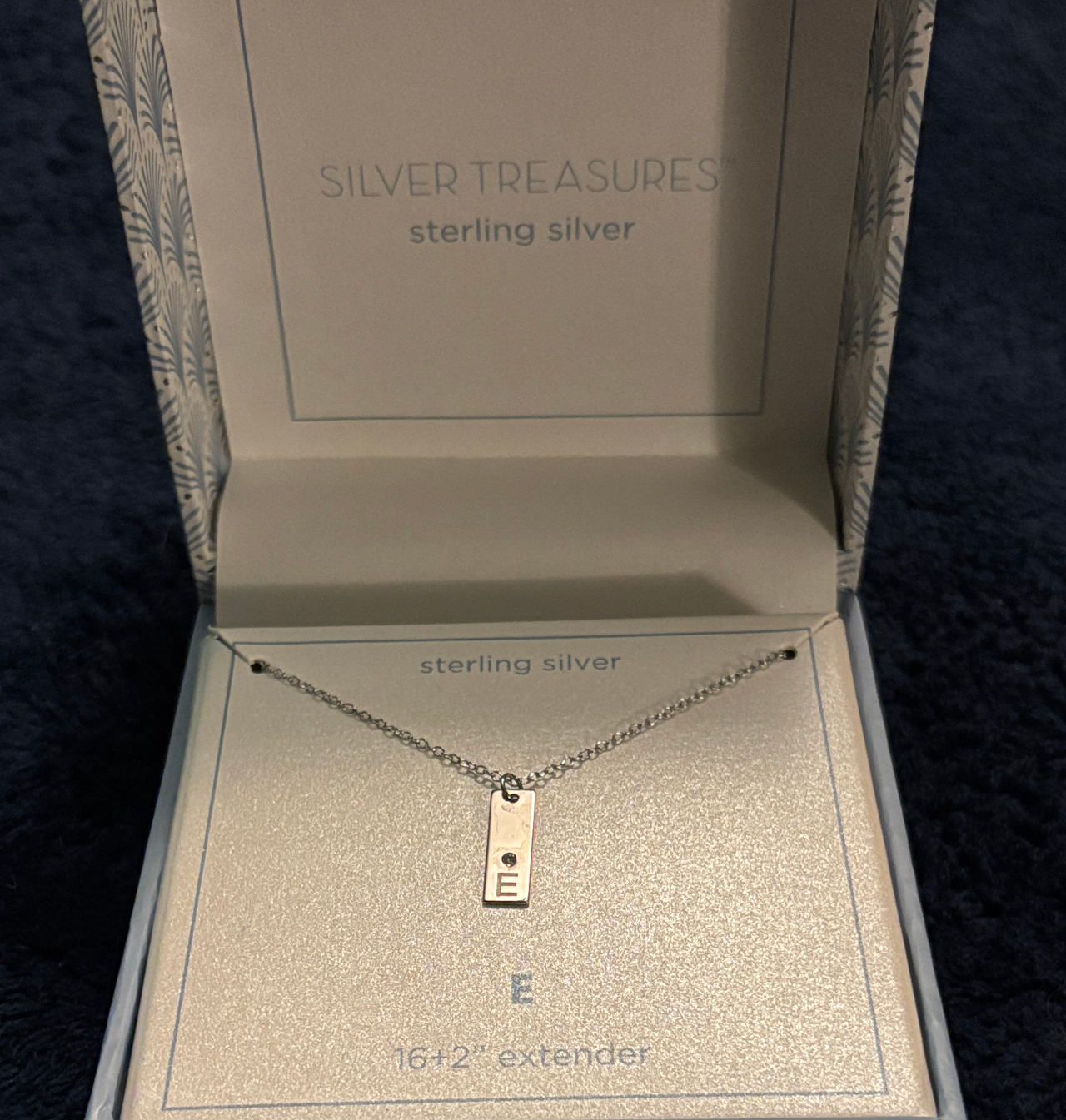 Silver Treasures Sterling Silver Initial E Bar Necklace