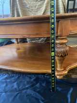 Vintage Oval Coffee Table with Scalloped Edge and Parquetry Inlay - Image 2