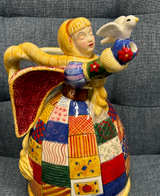 Fitz and Floyd Quilted Girl with Dove Teapot - Image 1