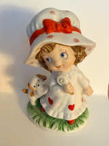 Vintage Lefton Valentine Girl with Dog and Lollipop Porcelain Figurine - Image 1