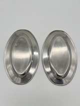 2 Vintage HALCO Japan 18-8 Stainless Steel Oval Serving Platters Relish Dishes - Image 4